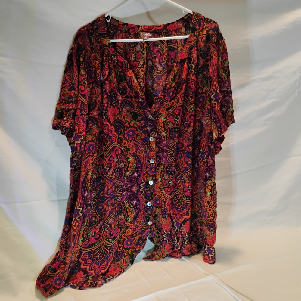 Roaman's Multicolor Paisley Blouse